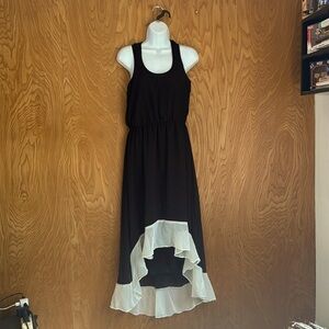 Sheer black and white low high maxi dress. Sleeveless